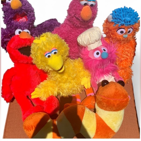 Sesame Street Plush 15” lot of 7 big bird honkers Telly Rudy Gonger Slimey Elmo - Picture 2 of 14